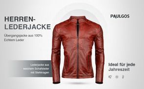PAULGOS Herren Lederjacke