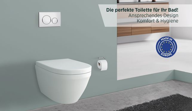 SPÜLRANDLOSES WC MIT NANO UND WC SITZ MIT ABSENKAUTOMATIK