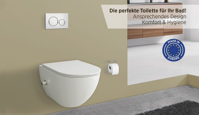SPÜLRANDLOSES WC MIT BIDET FUNKTION & WC SITZ MIT ABSENKAUTOMATIK