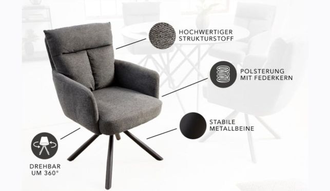 Dein neuer, stillvoller Stuhl - mit 360° drehbarer Sitzschale!