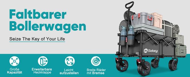 Sekey 4019 Serie Bollerwagen – 150kg Tragkraft | 200L Volumen | Standard Geländeräder