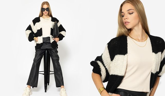 Lässiger Streifen Cardigan für stilvolle Auftritte