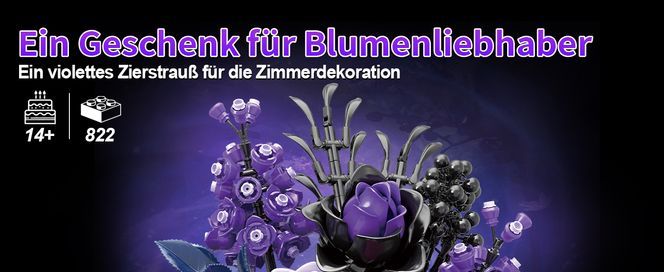 12 teiliges realistisches Lila Botanik Set (Vase NICHT enthalten):