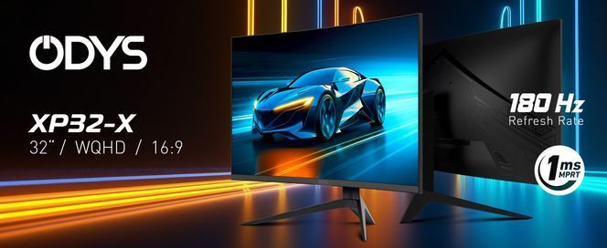 ODYS XP32 X Curved Gaming Monitor; 32 Zoll (80cm); 2.560x1.440px (WQHD), 180Hz, 1ms MPRT, HDR