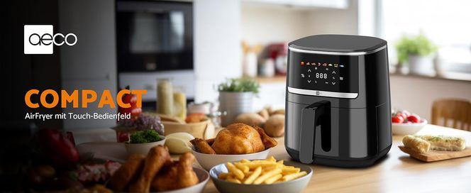 aeco COMPACT AirFryer 4,3 l, digitalem Touch Display, 1500 Watt, 8 Programme
