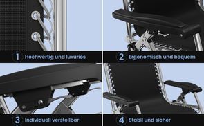 Klappbarer Liegestuhl mit ergonomischer Anpassung