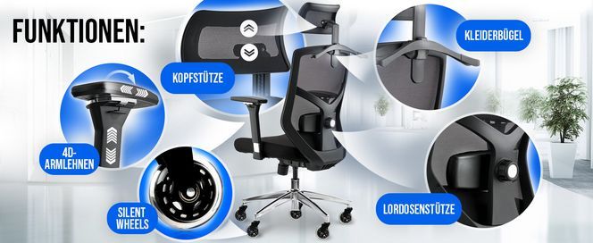 Ergonomischer Schreibtischstuhl für gesunde Haltung, Komfort und smarte Details