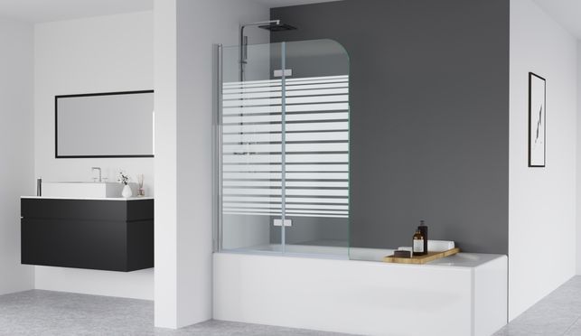 IMPTS 100 120cm x 140cm Duschwand für Badewanne 2 TLG. Faltwand Duschtrennwand Badewannenaufsatz.