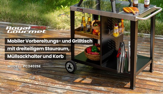 Royal Gourmet mobiler Grilltisch mit dreiteiligem Straum