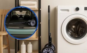 Trolley platzsparend verstaut im Auto & Zuhause