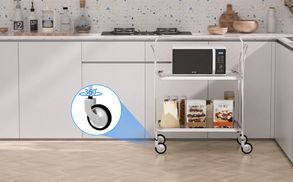 Leicht zu bewegen mit 360° Rollen & Bremse