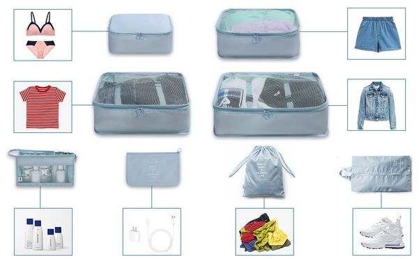 8-teiliges Koffer-Organizer-Set, um Ihre Reise angenehmer zu gestalten