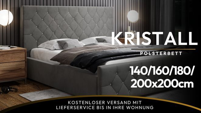 Kristall Polsterbett – Eleganz & Stauraum in luxuriösem Design