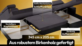 Praktisches RELAX U Sofa mit Schlaffunktion & Stauraum