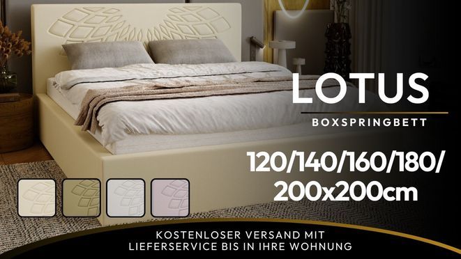 GOLDSTOFF Polsterbett LOTUS – Eleganz, Komfort & funktionaler Stauraum