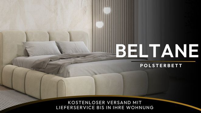 Beltane Polsterbett – Modernes Design mit Stauraum & Komfort in einem Möbelstück
