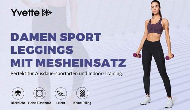 Yvette Sport leggings damen mit Mesh & Tasche E100361A19
