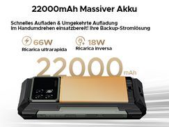 22000 mAh Akku + 66W Schnellladen + 18W OTG