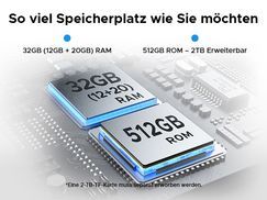 32 GB RAM + 512 GB ROM + bis zu 2 TB Erweiterung