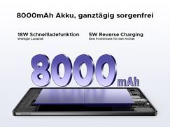 8000mAh Akku & 18W Schnellladung – Ausdauer für den Tag