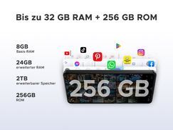 32 GB RAM + 256 GB ROM + TF bis zu 2 TB