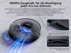6000Pa Saugkraft: für die Beseitigung jeder Art von Schmutz