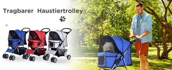 PawHut Tragbarer Haustiertrolley