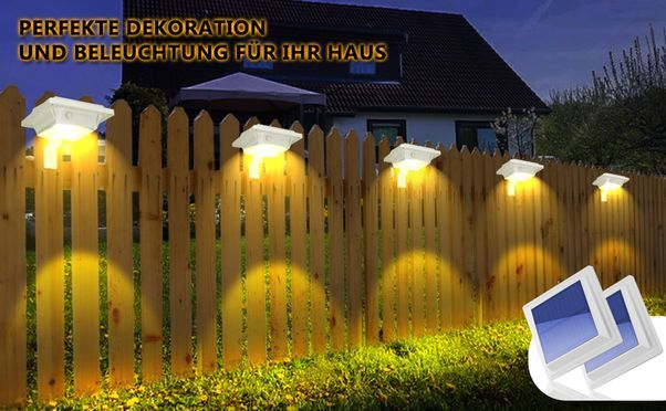 25LEDs Solarlampen für Außen Dachrinnenleuchte Lichtsensor Gartenbeleuchtung Zaunlicht