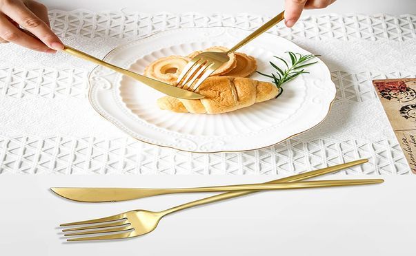 Glanzend Besteck set aus Edelstahl Messer Gabeln Löffel für Hochzeit, Partys, Geburtstag