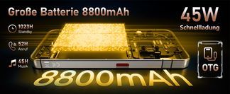8800 mAh Große Akku mit 45W Schnellladung