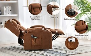 Integrierte Getränkehalter und Aufbewahrungstaschen