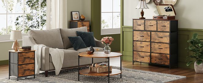 WLIVE–Ordnung mit Stil: Vintage Kommode mit 9 Schubladen