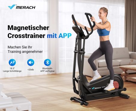 Merach Magnetic Crosstrainer Leises Design, 18,5 Zoll Schrittlänge, Bluetooth APP Unterstützung