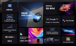 1800 ANSI Lumen & 4K Dekodierung
