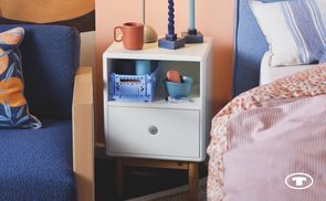 Wir kombinieren blau mit coral/orange und beige
