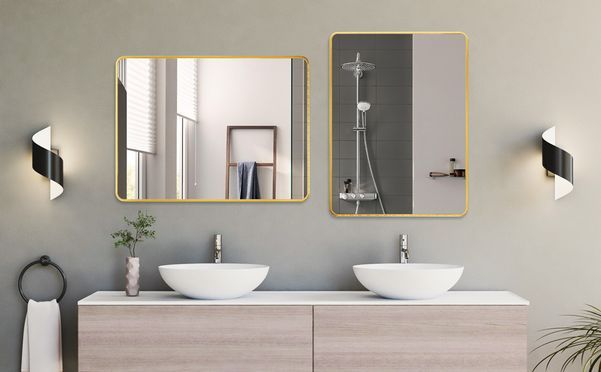 WDWRITTI Rundspiegel Gold mit Aluminiumrahmen 5mm HD Glas