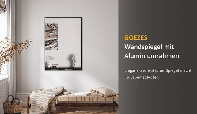 GOEZES Wandspiegel Eckig Schwarz mit Aluminiumrahmen