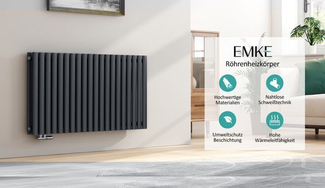 EMKE Design Röhrenheizkörper Warmwasserbetrieb Horizontal Design