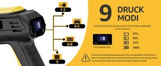 Intelligente Leistung – 9 Druckmodi mit Smart Display