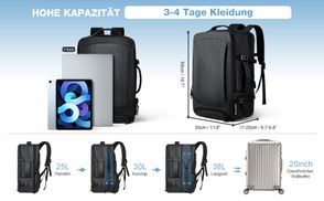 Erweiterbarer Rucksack mit großem Fassungsvermögen