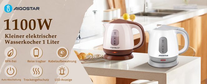 Aigostar Juliet Wasserkocher Klein 1 Liter
