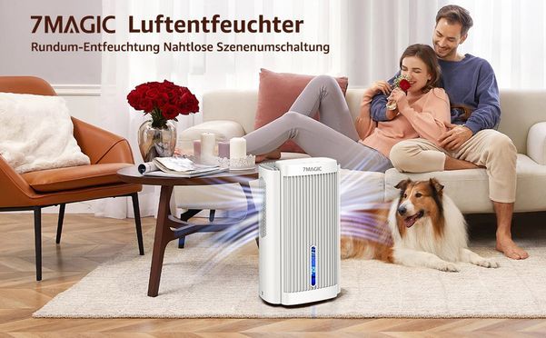 7MAGIC Luftentfeuchter, Luftentfeuchter Elektrisch für Schlafzimmer, Badezimmer, Keller, Weiß