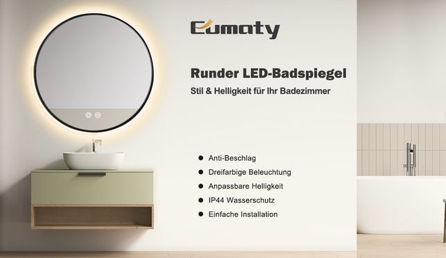 EUMATY Badezimmerspiegel bringt Hotelqualität nach Hause und vereint Funktion und Ästhetik.
