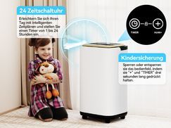 Der elektrische Luftentfeuchter verfügt über eine Kindersich