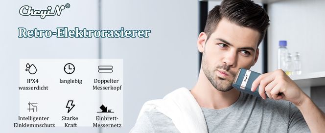 CkeyiN Retro-Elektrorasierer, klassischer Doppelkopfiger Rasierer