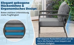 Elegant gebogene Rückenlehne und ergonomisches Design