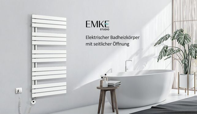 EMKE Elektrischer Badheizkörper mit Handtuchtrockner, Smart WIFI App Steuerung, 4 Heizmodi, IPX4
