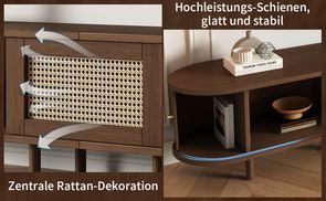 Stylisches TV Board: Rattan Charme & Glatte Funktionalit