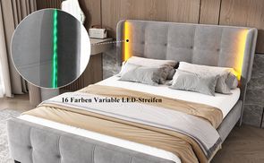 Komfortables Polsterbett mit flexibler LED Beleuchtung