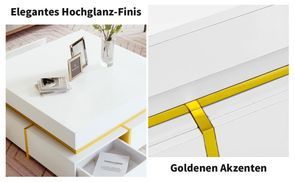 Couchtisch mit Hochglanz und goldenen Akzenten